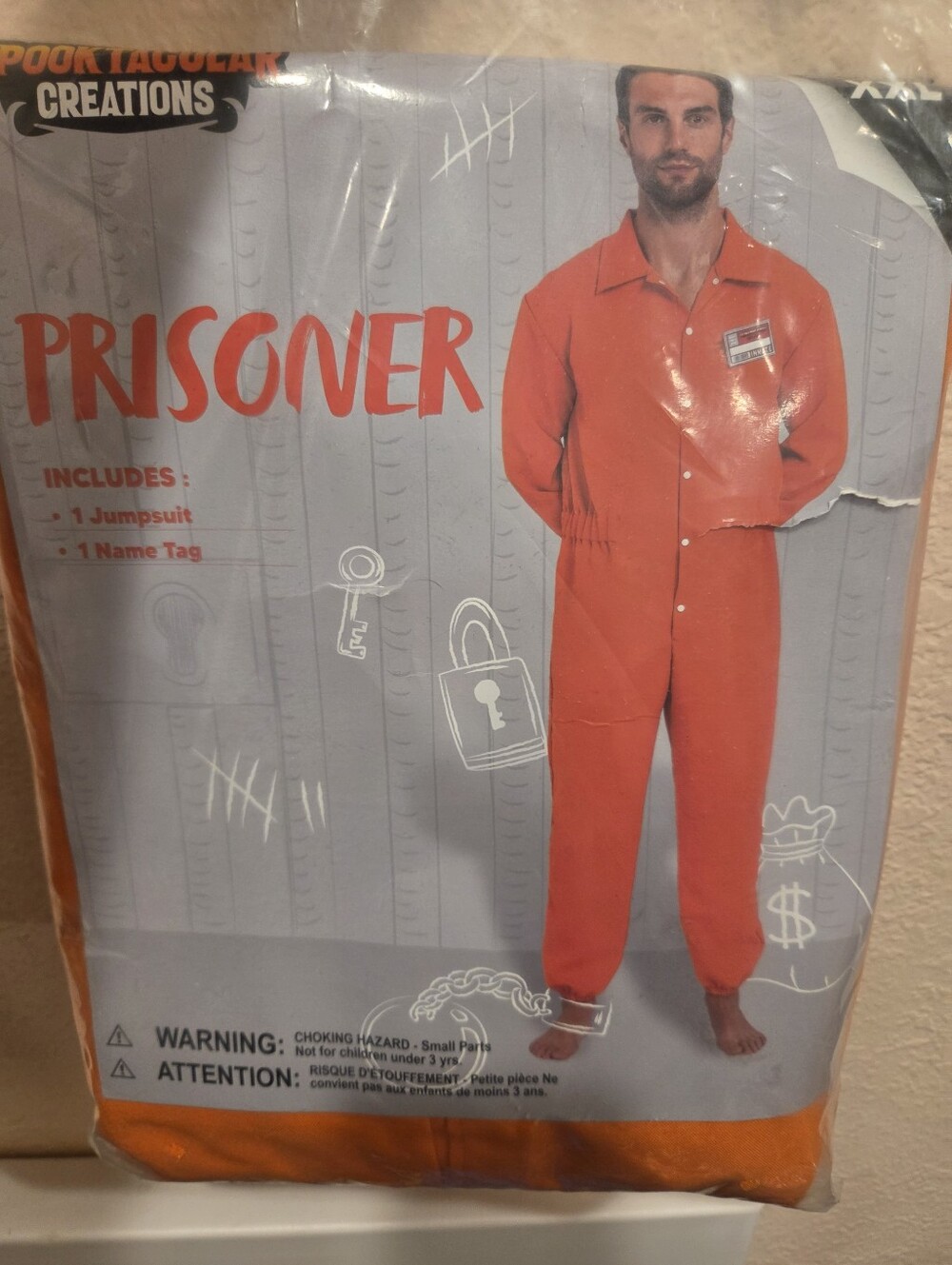 Prisoner Orange Jumpsuit Costume Xxl